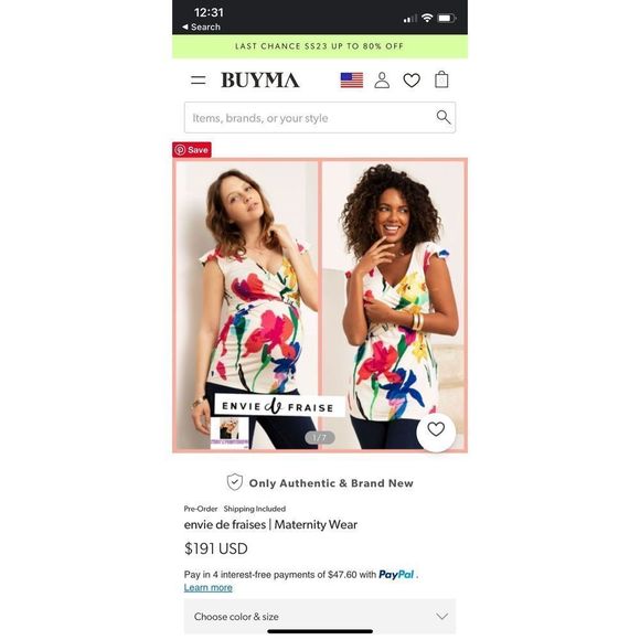 Envie De France Maternity Top FRANCINE in Rainbow Size US 8/10 Medium, MSRP $191 - Picture 2 of 16